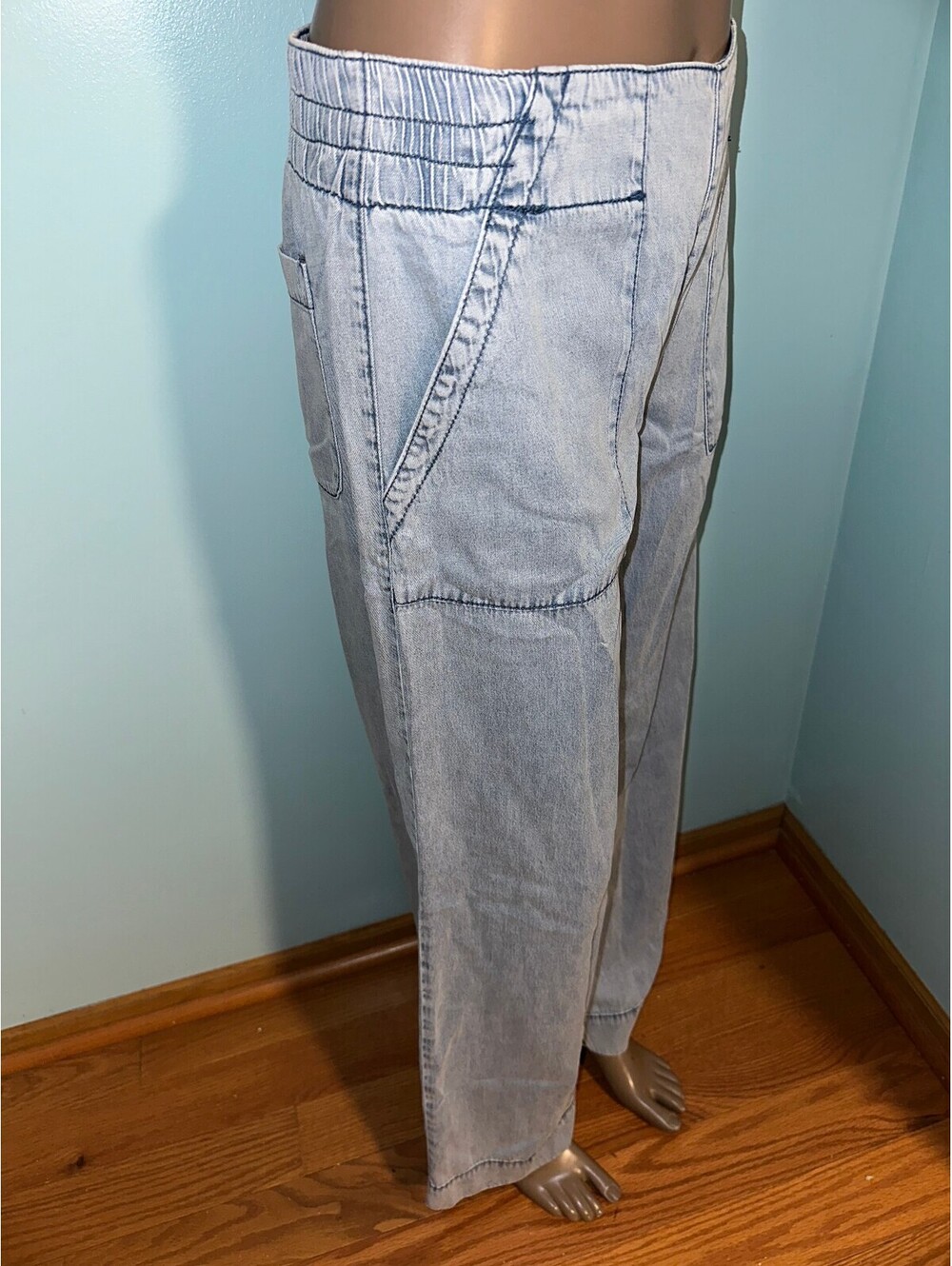 Rewash Light Blue Women's Casual Comfy Y2K Summer Pants M - Picture 5 of 7